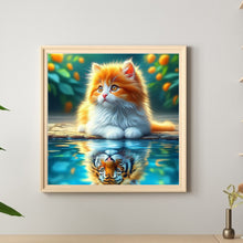 Load image into Gallery viewer, Orange Cat Reflection Tiger 30*30CM (canvas) Full Round Drill Diamond Painting
