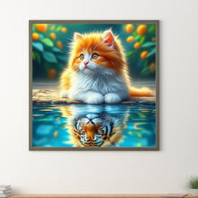 Load image into Gallery viewer, Orange Cat Reflection Tiger 30*30CM (canvas) Full Round Drill Diamond Painting
