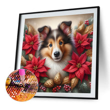 Load image into Gallery viewer, Christmas Poinsettia Dog 40*40CM (canvas) Full AB Square Drill Diamond Painting
