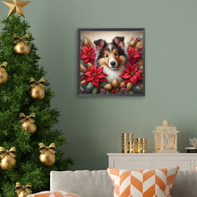 Load image into Gallery viewer, Christmas Poinsettia Dog 40*40CM (canvas) Full AB Square Drill Diamond Painting
