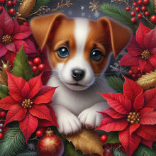 Load image into Gallery viewer, Christmas Poinsettia Dog 40*40CM (canvas) Full AB Square Drill Diamond Painting
