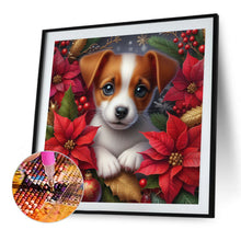 Load image into Gallery viewer, Christmas Poinsettia Dog 40*40CM (canvas) Full AB Square Drill Diamond Painting
