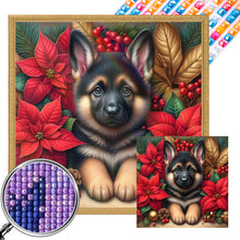 Load image into Gallery viewer, Christmas Poinsettia Dog 40*40CM (canvas) Full AB Square Drill Diamond Painting
