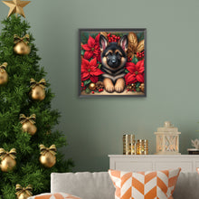 Load image into Gallery viewer, Christmas Poinsettia Dog 40*40CM (canvas) Full AB Square Drill Diamond Painting
