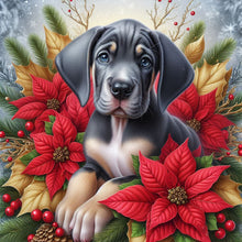 Load image into Gallery viewer, Christmas Poinsettia Dog 40*40CM (canvas) Full AB Square Drill Diamond Painting
