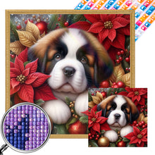 Load image into Gallery viewer, Christmas Poinsettia Dog 40*40CM (canvas) Full AB Square Drill Diamond Painting
