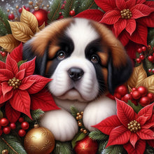 Load image into Gallery viewer, Christmas Poinsettia Dog 40*40CM (canvas) Full AB Square Drill Diamond Painting
