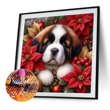 Load image into Gallery viewer, Christmas Poinsettia Dog 40*40CM (canvas) Full AB Square Drill Diamond Painting
