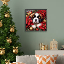 Load image into Gallery viewer, Christmas Poinsettia Dog 40*40CM (canvas) Full AB Square Drill Diamond Painting
