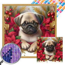 Load image into Gallery viewer, Christmas Poinsettia Dog 40*40CM (canvas) Full AB Square Drill Diamond Painting
