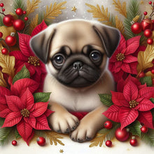 Load image into Gallery viewer, Christmas Poinsettia Dog 40*40CM (canvas) Full AB Square Drill Diamond Painting
