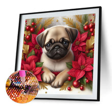 Load image into Gallery viewer, Christmas Poinsettia Dog 40*40CM (canvas) Full AB Square Drill Diamond Painting
