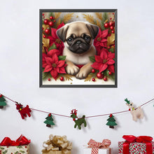 Load image into Gallery viewer, Christmas Poinsettia Dog 40*40CM (canvas) Full AB Square Drill Diamond Painting
