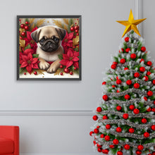 Load image into Gallery viewer, Christmas Poinsettia Dog 40*40CM (canvas) Full AB Square Drill Diamond Painting
