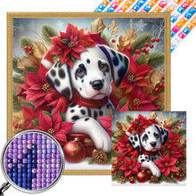 Load image into Gallery viewer, Christmas Poinsettia Dog 40*40CM (canvas) Full AB Square Drill Diamond Painting
