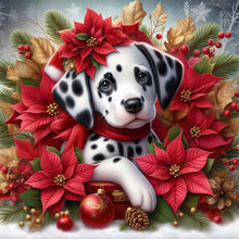 Load image into Gallery viewer, Christmas Poinsettia Dog 40*40CM (canvas) Full AB Square Drill Diamond Painting
