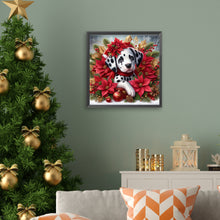 Load image into Gallery viewer, Christmas Poinsettia Dog 40*40CM (canvas) Full AB Square Drill Diamond Painting
