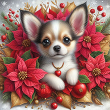 Load image into Gallery viewer, Christmas Poinsettia Dog 40*40CM (canvas) Full AB Square Drill Diamond Painting
