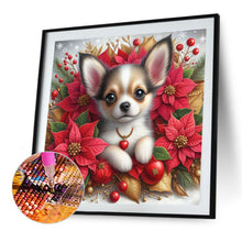 Load image into Gallery viewer, Christmas Poinsettia Dog 40*40CM (canvas) Full AB Square Drill Diamond Painting
