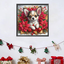 Load image into Gallery viewer, Christmas Poinsettia Dog 40*40CM (canvas) Full AB Square Drill Diamond Painting
