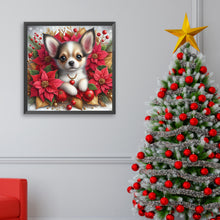 Load image into Gallery viewer, Christmas Poinsettia Dog 40*40CM (canvas) Full AB Square Drill Diamond Painting
