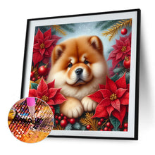 Load image into Gallery viewer, Christmas Poinsettia Dog 40*40CM (canvas) Full AB Square Drill Diamond Painting
