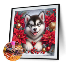 Load image into Gallery viewer, Christmas Poinsettia Dog 40*40CM (canvas) Full AB Square Drill Diamond Painting
