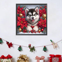 Load image into Gallery viewer, Christmas Poinsettia Dog 40*40CM (canvas) Full AB Square Drill Diamond Painting
