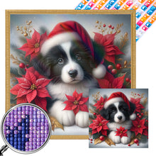 Load image into Gallery viewer, Christmas Poinsettia Dog 40*40CM (canvas) Full AB Square Drill Diamond Painting
