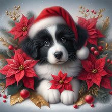 Load image into Gallery viewer, Christmas Poinsettia Dog 40*40CM (canvas) Full AB Square Drill Diamond Painting
