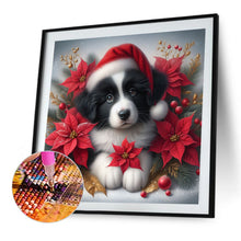 Load image into Gallery viewer, Christmas Poinsettia Dog 40*40CM (canvas) Full AB Square Drill Diamond Painting
