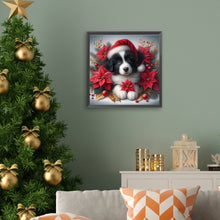 Load image into Gallery viewer, Christmas Poinsettia Dog 40*40CM (canvas) Full AB Square Drill Diamond Painting
