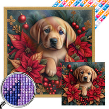 Load image into Gallery viewer, Christmas Poinsettia Dog 40*40CM (canvas) Full AB Square Drill Diamond Painting
