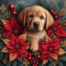 Load image into Gallery viewer, Christmas Poinsettia Dog 40*40CM (canvas) Full AB Square Drill Diamond Painting
