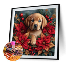 Load image into Gallery viewer, Christmas Poinsettia Dog 40*40CM (canvas) Full AB Square Drill Diamond Painting
