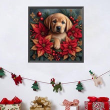 Load image into Gallery viewer, Christmas Poinsettia Dog 40*40CM (canvas) Full AB Square Drill Diamond Painting
