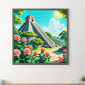 Rose Castillo Pyramid 30*30CM (canvas) Full Round Drill Diamond Painting