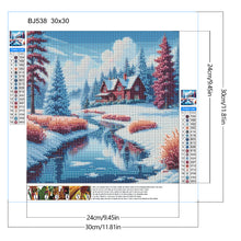 Load image into Gallery viewer, Small House In The Snow By The River 30*30CM (canvas) Full Round Drill Diamond Painting
