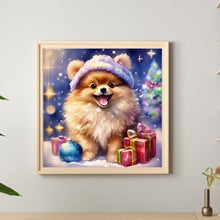 Load image into Gallery viewer, Christmas Pomeranian 30*30CM (canvas) Full Round Drill Diamond Painting
