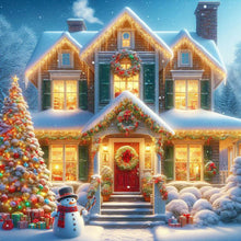 Load image into Gallery viewer, Winter Night Christmas House 30*30CM (canvas) Full Round Drill Diamond Painting
