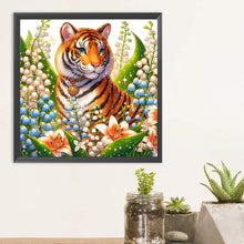 Load image into Gallery viewer, Tiger And Flowers 30*30CM (canvas) Full Round Drill Diamond Painting
