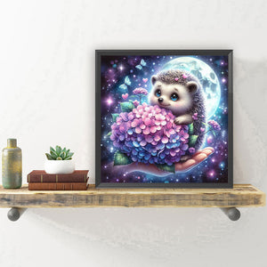 Hedgehog And Flowers 30*30CM (canvas) Full Round Drill Diamond Painting