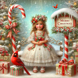 Christmas Girl 40*40CM (canvas) Full Round Drill Diamond Painting