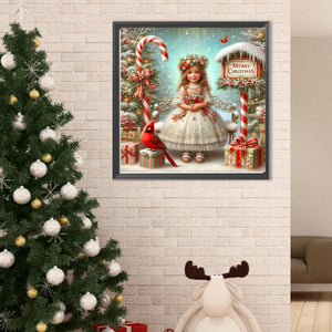 Christmas Girl 40*40CM (canvas) Full Round Drill Diamond Painting