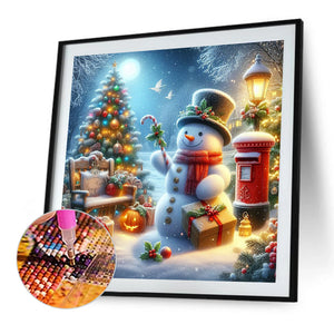 Christmas Snowman 40*40CM (canvas) Full Round Drill Diamond Painting