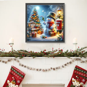 Christmas Snowman 40*40CM (canvas) Full Round Drill Diamond Painting