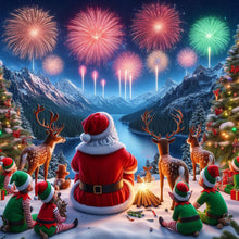 Load image into Gallery viewer, Santa Claus And Elk Watching Fireworks 40*40CM (canvas) Full Round Drill Diamond Painting
