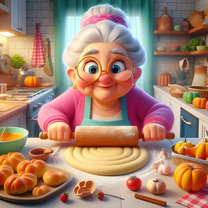 Baking Granny 40*40CM (canvas) Full Round Drill Diamond Painting