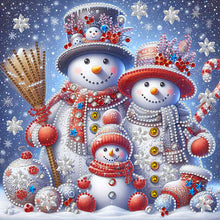 Load image into Gallery viewer, Winter Snowman Family 30*30CM (canvas) Special Shaped Drill Diamond Painting
