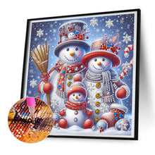 Load image into Gallery viewer, Winter Snowman Family 30*30CM (canvas) Special Shaped Drill Diamond Painting
